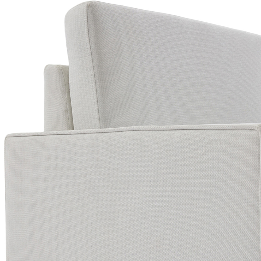 Living and Home Beige Linen Mid-Century Armchair with Armrest Pillows Image 6