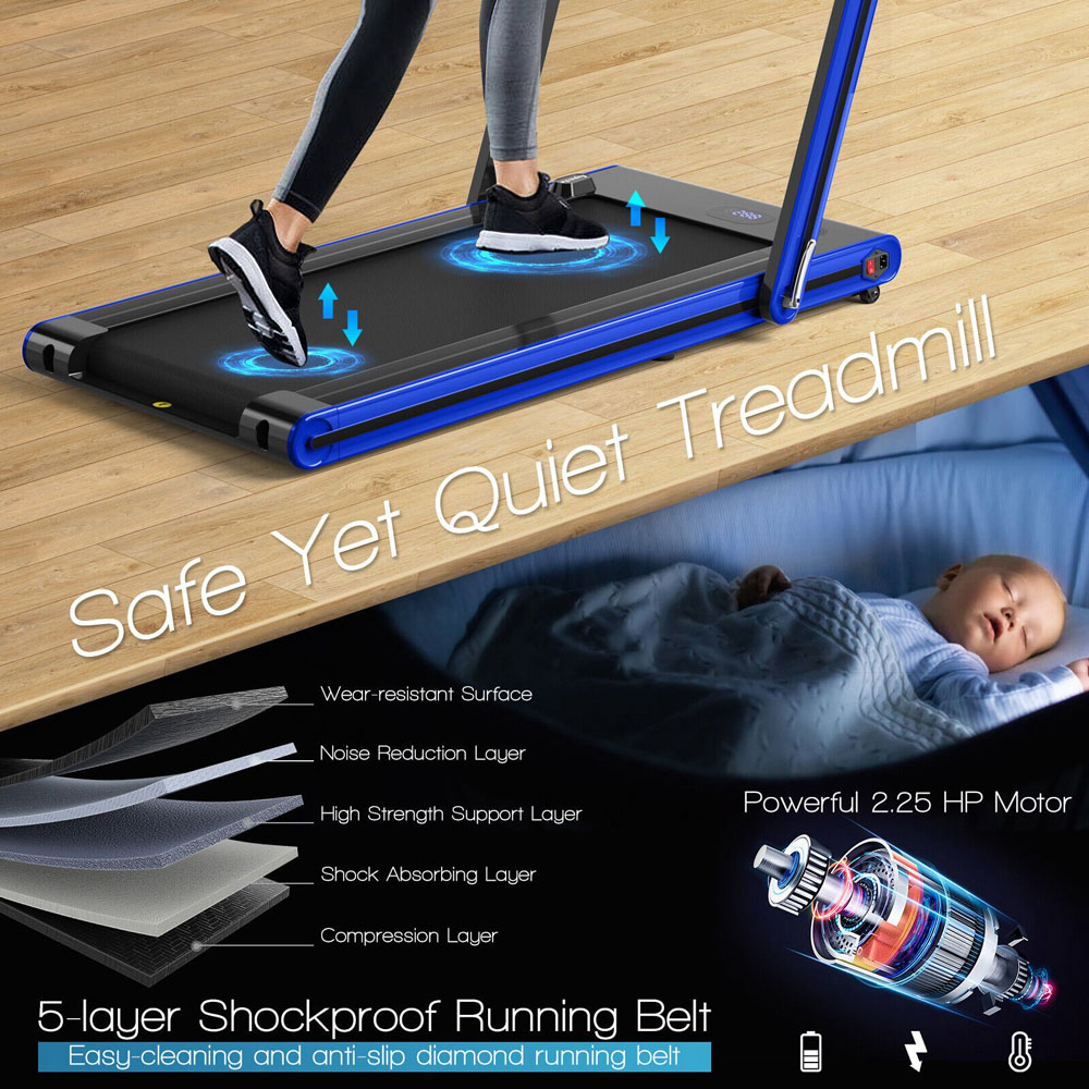 Costway 2 in 1 Blue Folding Under Desk Treadmill with Dual LED Display Image 5