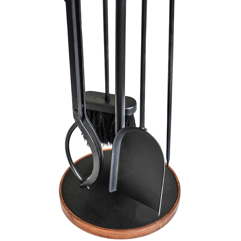 Ivyline 5 Piece Black Wooden Handle Round Companion Set Image 3