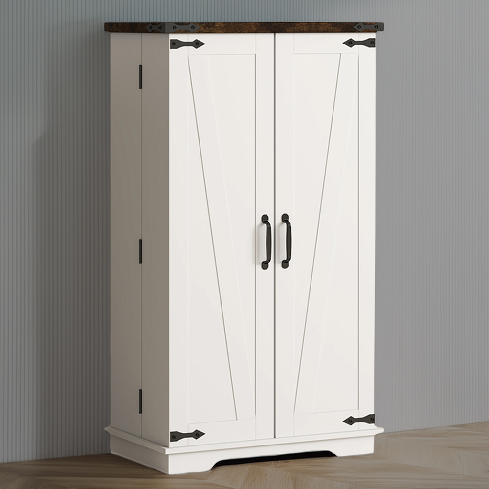 Portland 2 Door White Kitchen Cabinet with Adjustable Shelves Image 1