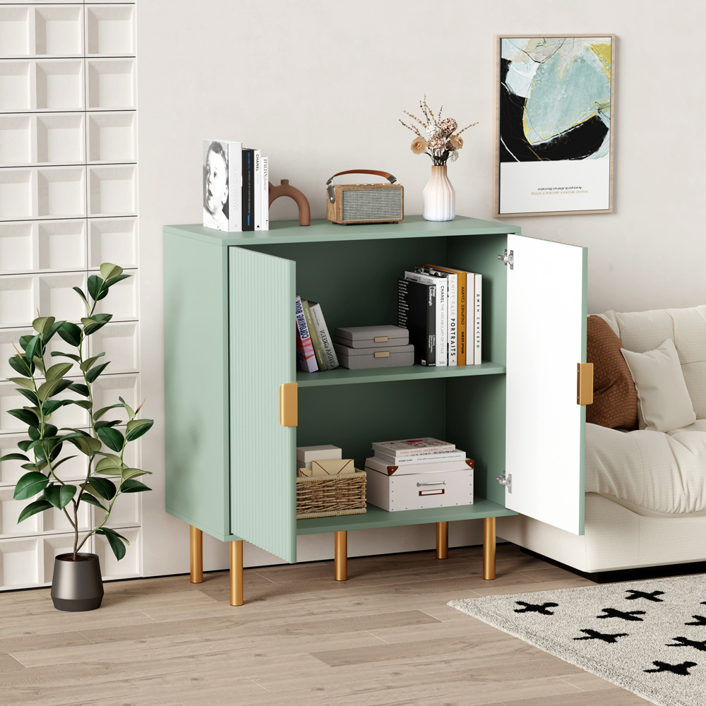 FurnitureHMD 2 Door Green Wave Pattern Sideboard Image 6