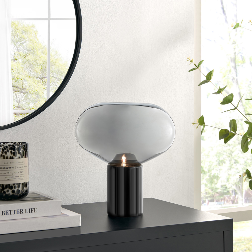Furniturebox Lauren Smoked Glass Table Lamp Image 2