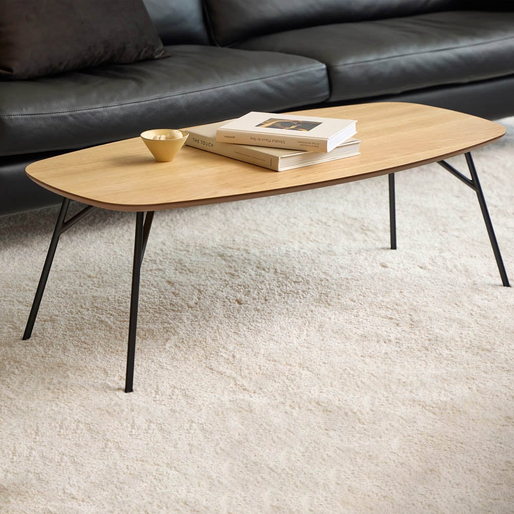 Florence Caracas Oak and Matt Black Rectangular Coffee Table Image 1