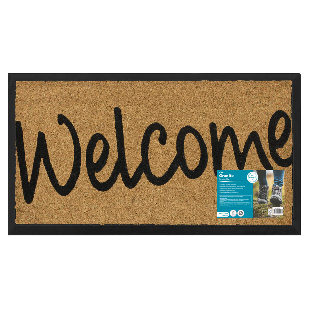 JVL Welcome Granite Scraper Door Mat 40 x 70cm Image 3