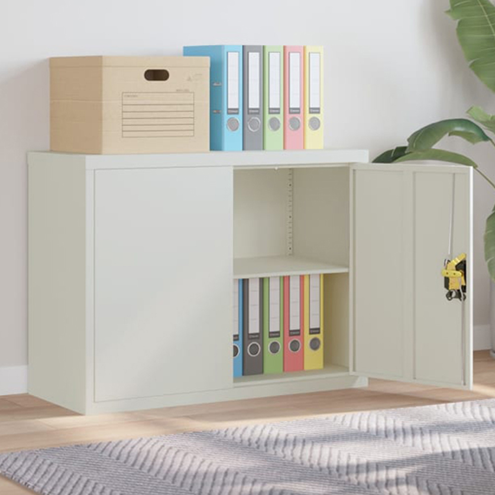 vidaXL 2 Door Light Grey Metal Lockable File Cabinet Image 1