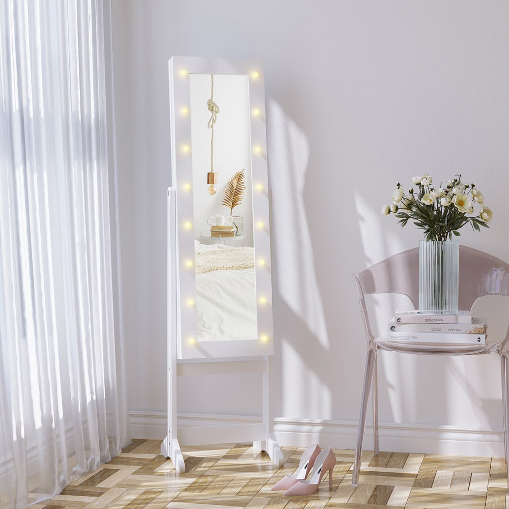 Portland Full Body Mirrored Jewellery Cabinet with Warm White LED Image 2