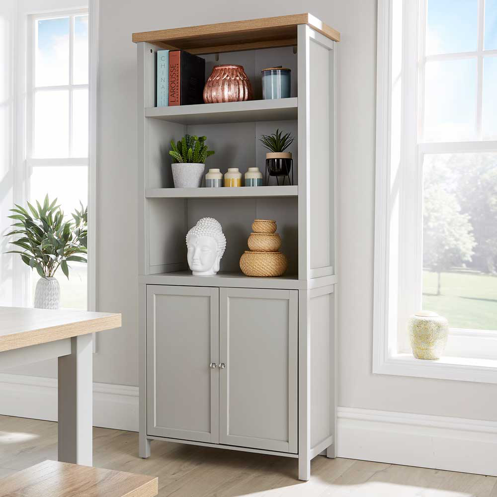 Home Source Avon 3 Tier 2 Door Grey Bookcase Image 1