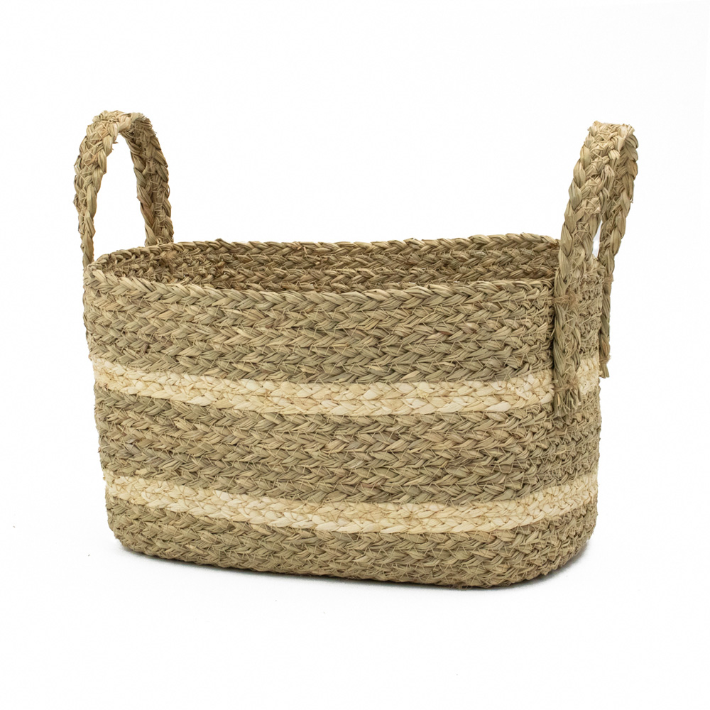 JVL Palma Medium Maize Natural Rectangular Storage Basket with Handle Image 3