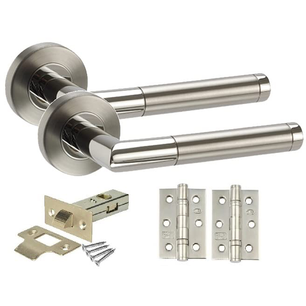 Golden Grace Duo Chrome Mitred Modern Latch Door Handle Set 5 Pack Image 2