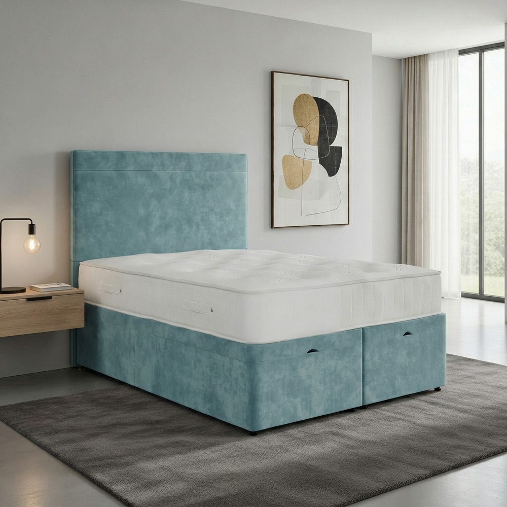 DS Living Muse Super King Size Duck Egg Plush Velvet Divan Bed Image 4