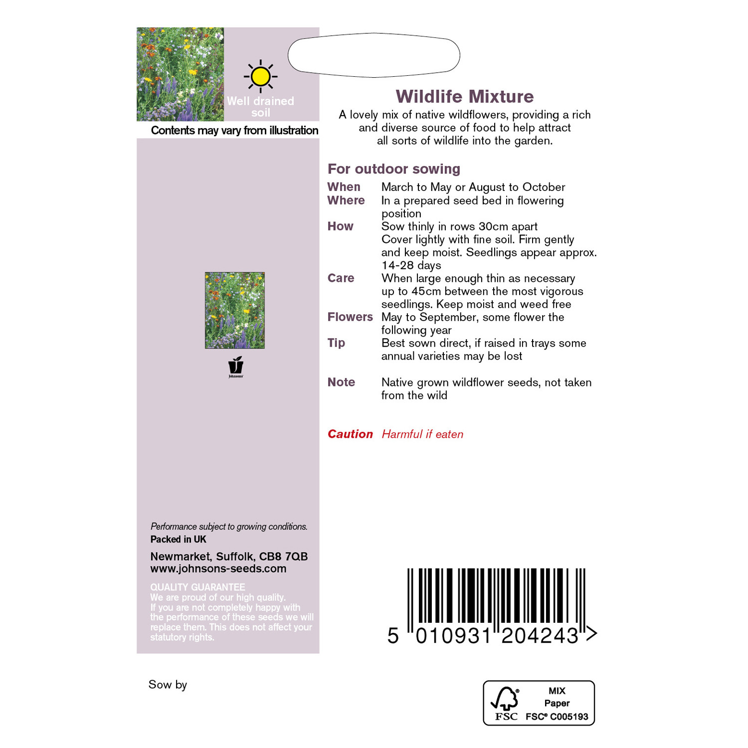Johnsons Wildflowers Mixed Flower Seeds Image 3