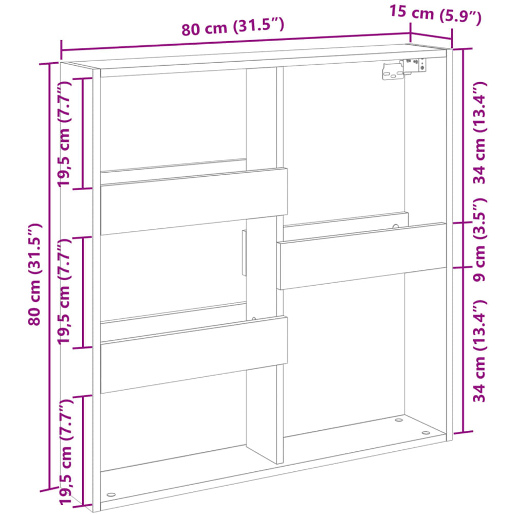 vidaXL 5 Shelf Brown Oak Wall Cabinet Image 8