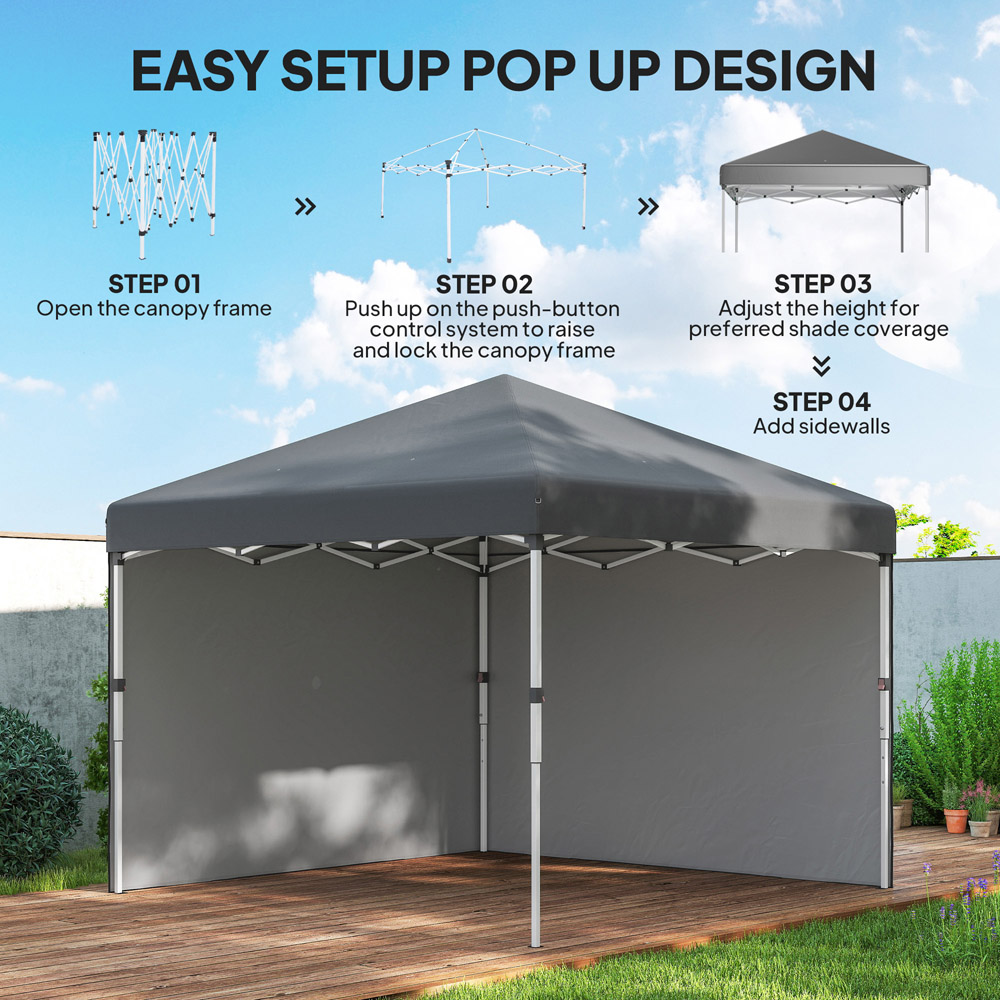 Outsunny 3 x 3m Grey Pop Up Gazebo Image 6