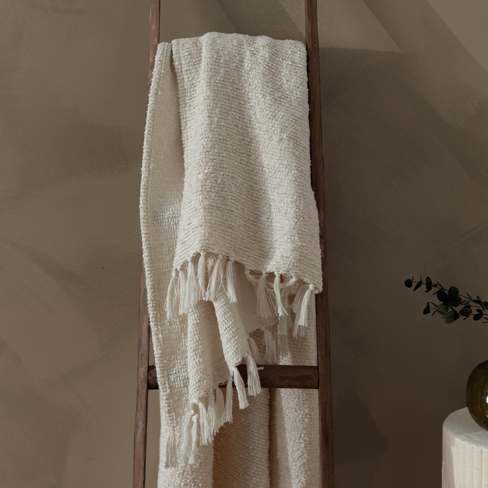 Yard Candar Ecru Textured Boucle Throw Image 2