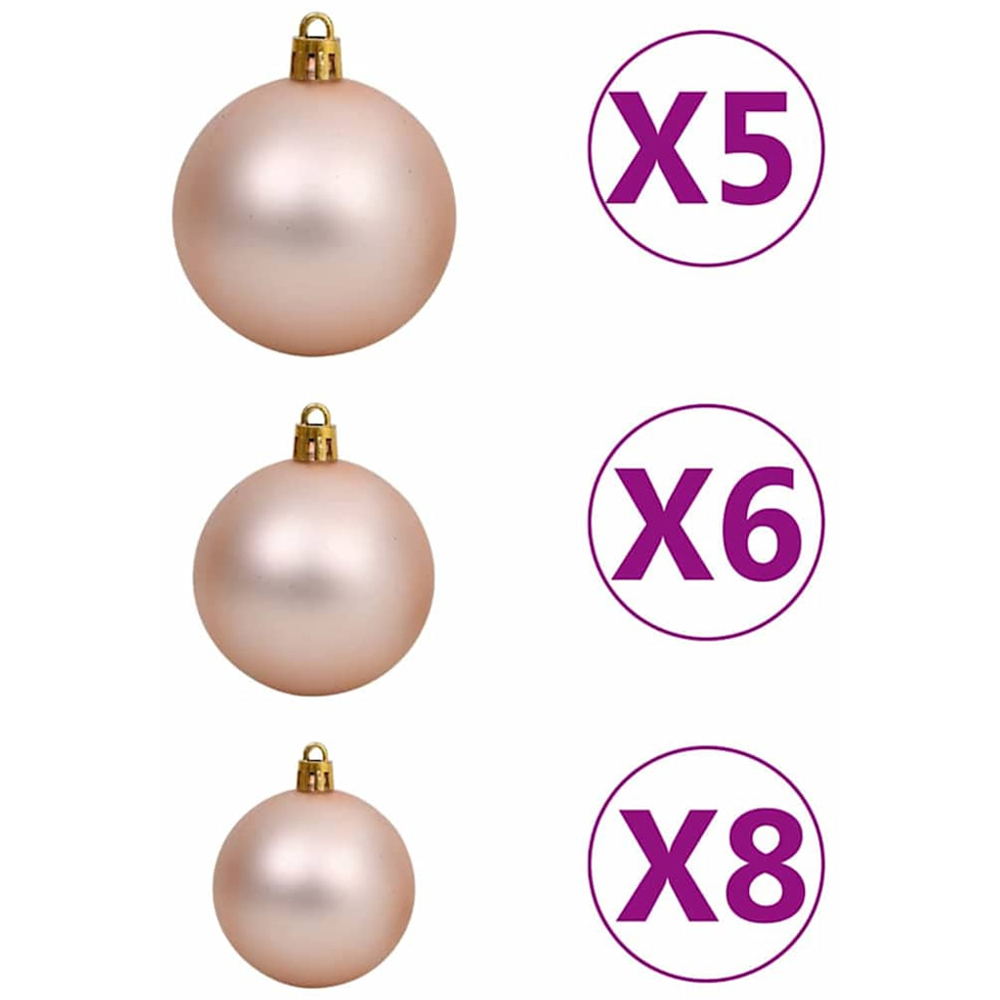 vidaXL Pre-Lit Rose Gold Baubles Green Artificial Christmas Tree 5ft Image 7