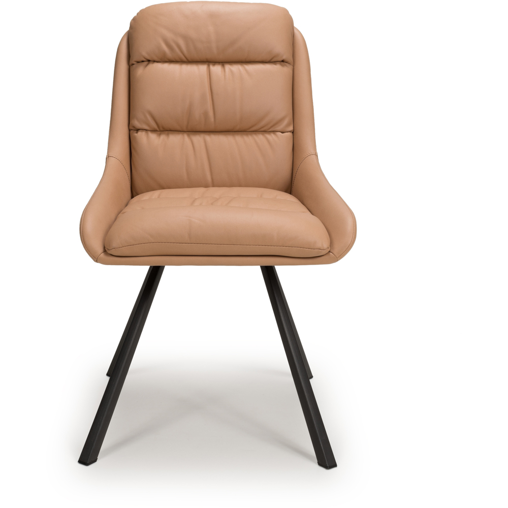 Arnhem Set of 2 Tan Leather Effect Swivel Dining Chair Image 6