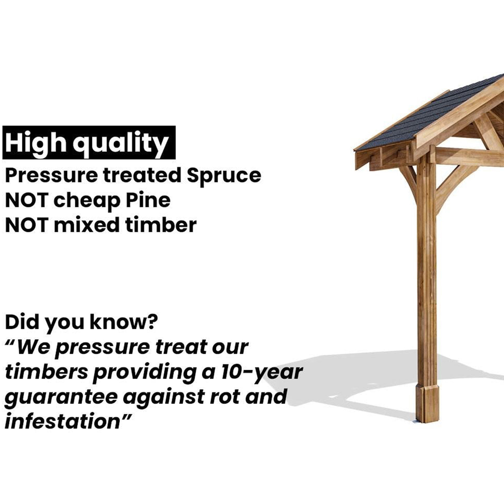 Dunster House Thunderdam 2 x 1.5m Brown Full-Height Porch Canopy with Black Shingle and 2 Posts Image 5