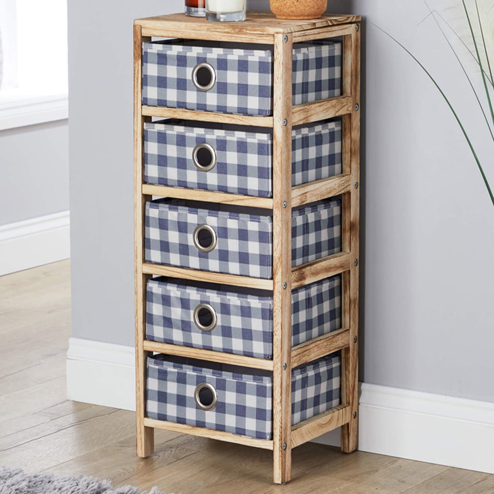 Home Source Weybourne 5 Drawer Fabric Storage Unit Image 1