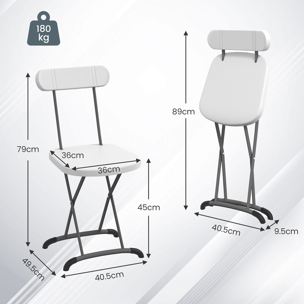 Costway White Indoor and Outdoor Metal Folding Stool Set of 2 Image 9