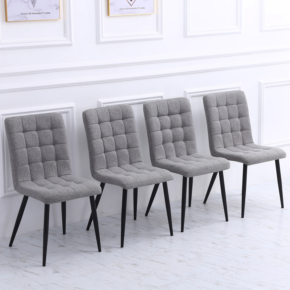 Living and Home Set of 4 Dark Grey Tufted Dining Chair Image 1
