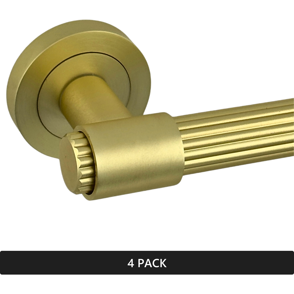AXS Hardware Nevada Satin Brass Door Handles on Rose 4 Pack Image 5