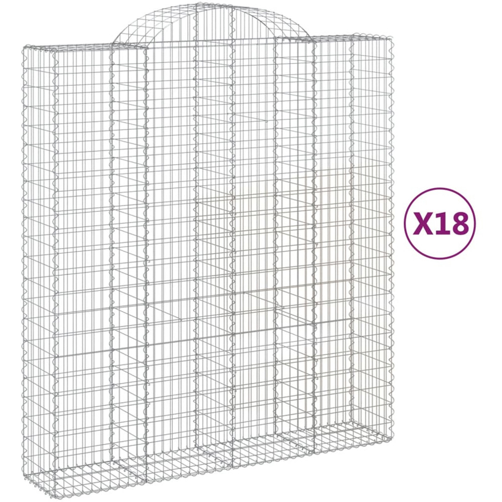 vidaXL Silver Galvanised Iron Arched Gabion Basket 200 x 50 x 220/240cm 18 Pack Image 2