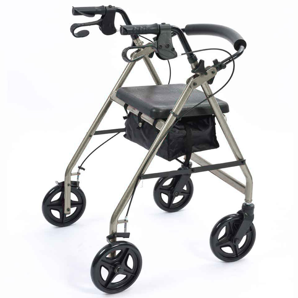 NRS Healthcare A Series Silver 4 Wheel Aluminium Rollator with Seat Image 4