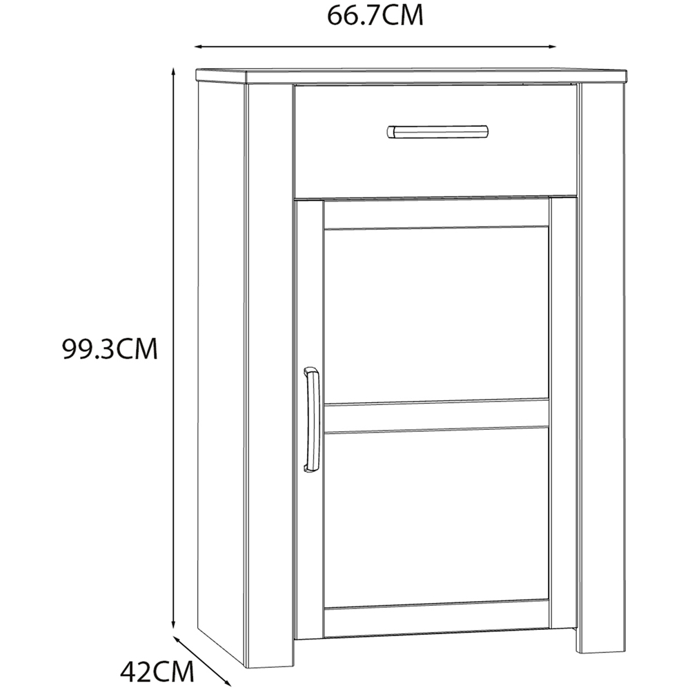 Florence Bohol Single Door Single Drawer Riviera Oak and White Shoe Cabinet Image 8