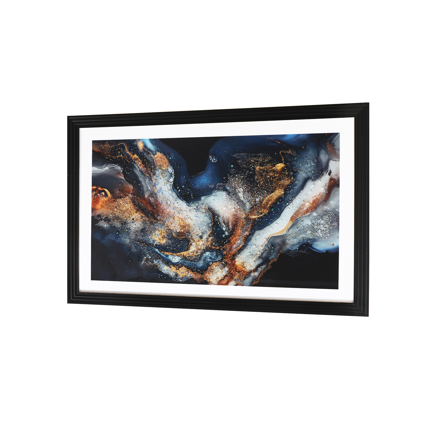 Marble Framed Art Blue and Gold Image 7