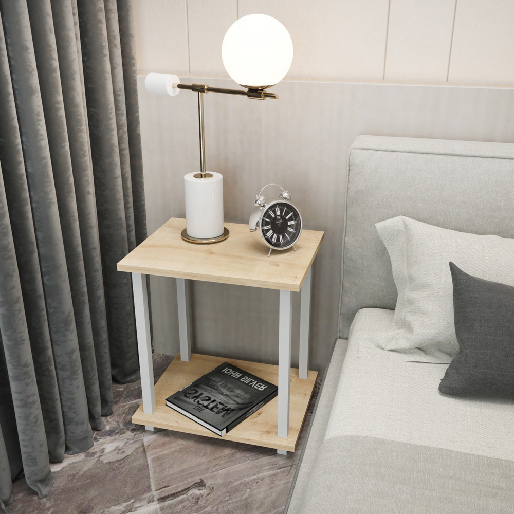 Decorotika Gurnee White and Oak Side Table Image 4