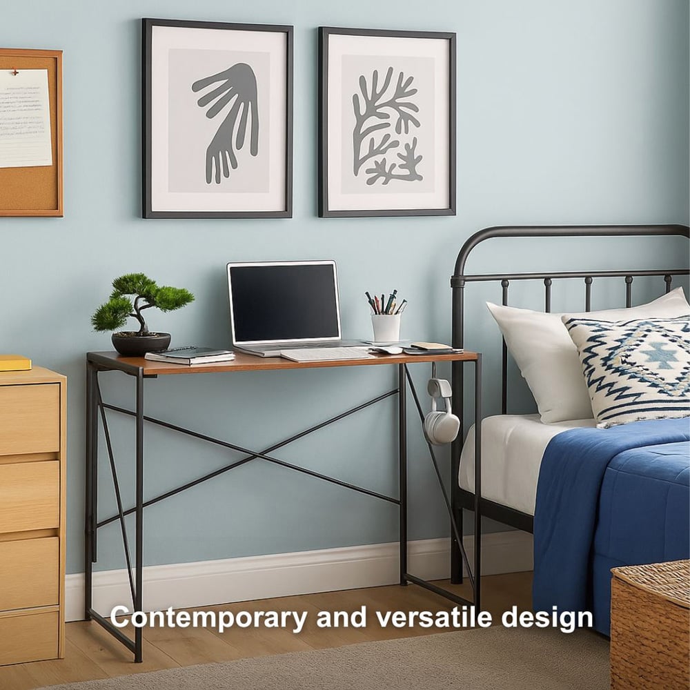 Home Source Brampton Folding Compact Desk with Hook Grey Image 6