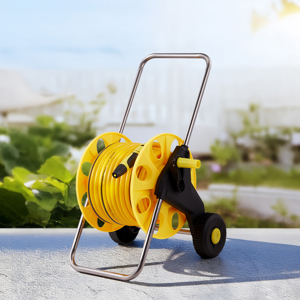 Living and Home 40m Portable Garden Hose Reel Cart Set Image 2