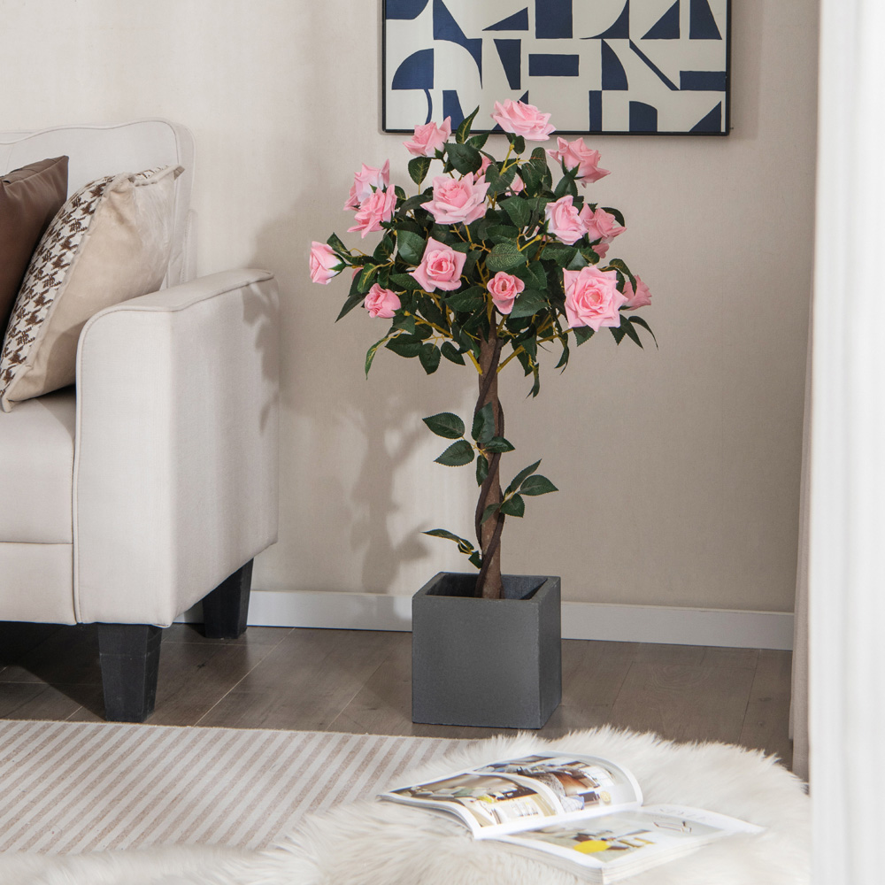 Costway Pine Rose Artificial Tree In Pot 3ft Image 2