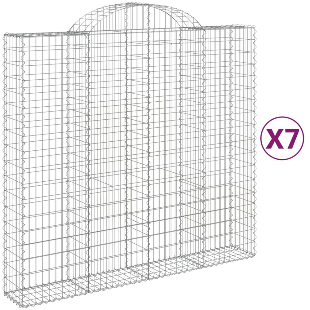 vidaXL Silver Galvanised Iron Arched Gabion Basket 200 x 50 x 180/200cm 7 Pack Image 4