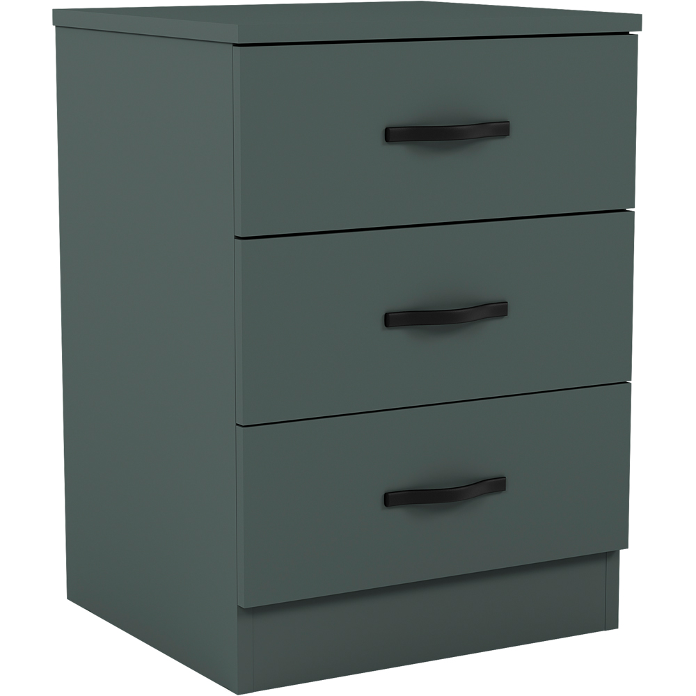 VIDA DESIGNS Riano 3 Drawer Jasper Green Bedside Table Image 2