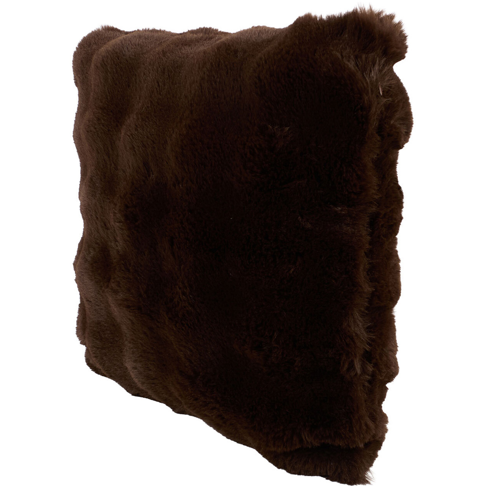 Meribel Plush Faux Fur Cushion Chocolate Image 3