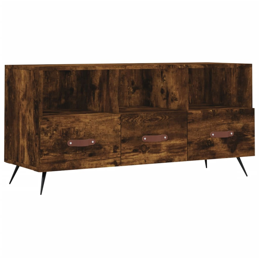 vidaXL 3 Drawer 3 Shelf Smoked Oak TV Cabinet Image 2