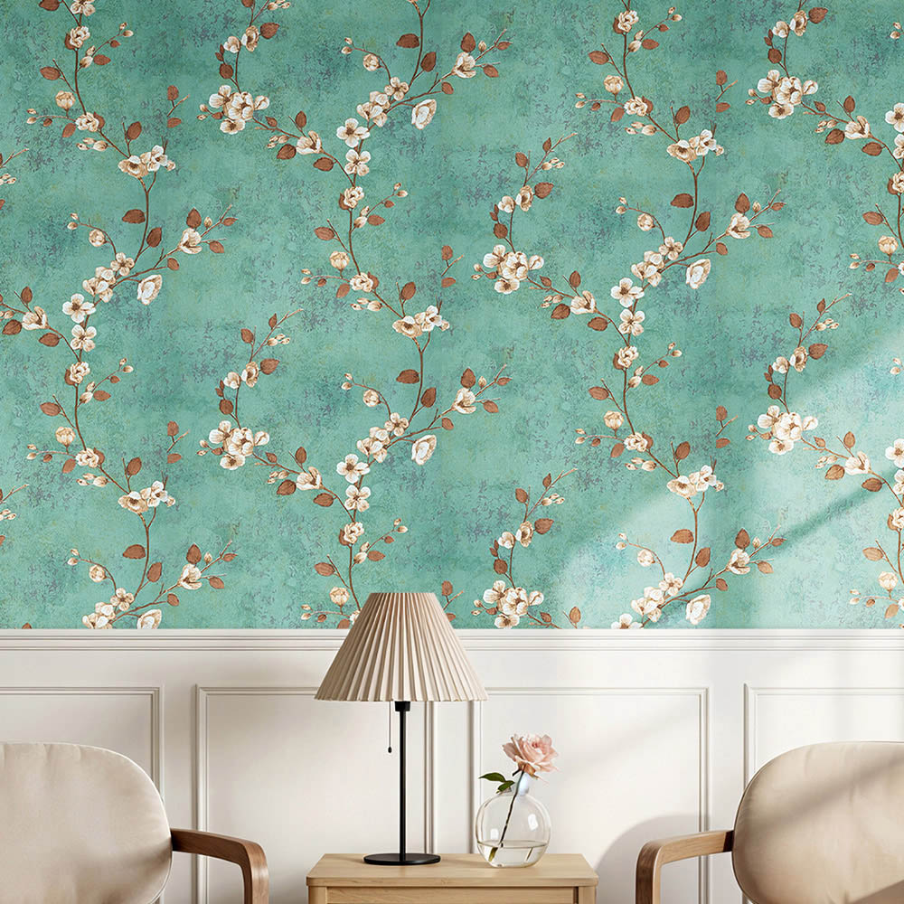 Living and Home Green 3D Embossed Non-Pasted Rectangle Wallpaper Roll 950 x 53cm Image 7