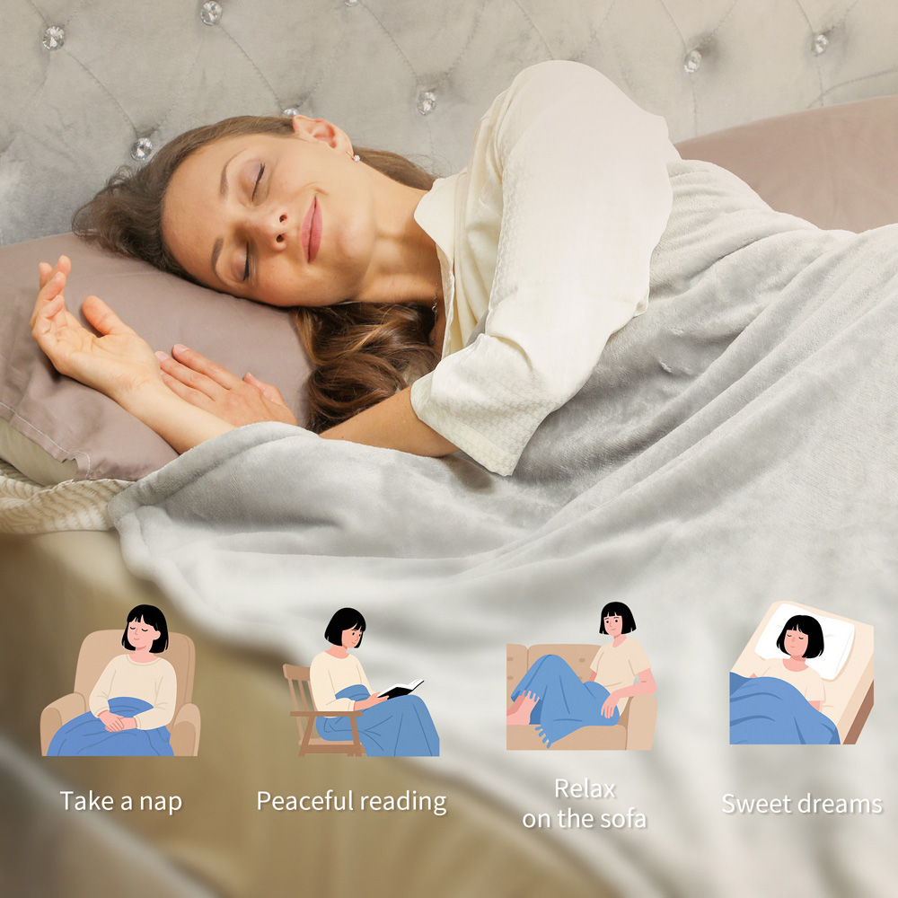 HOMCOM Grey 10 Heat Level Electric Blanket Image 7