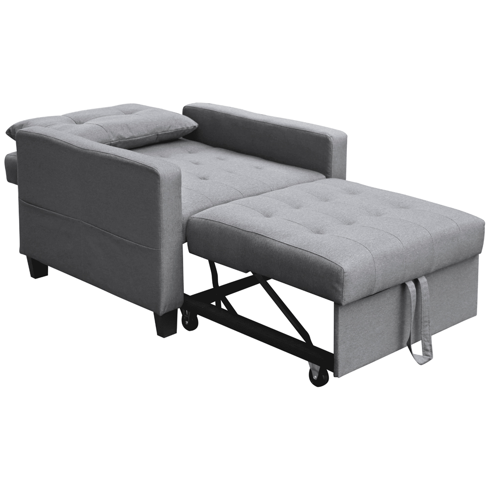 Home Source Charleston Single Seater Dark Grey Linen Sofa Bed Image 3