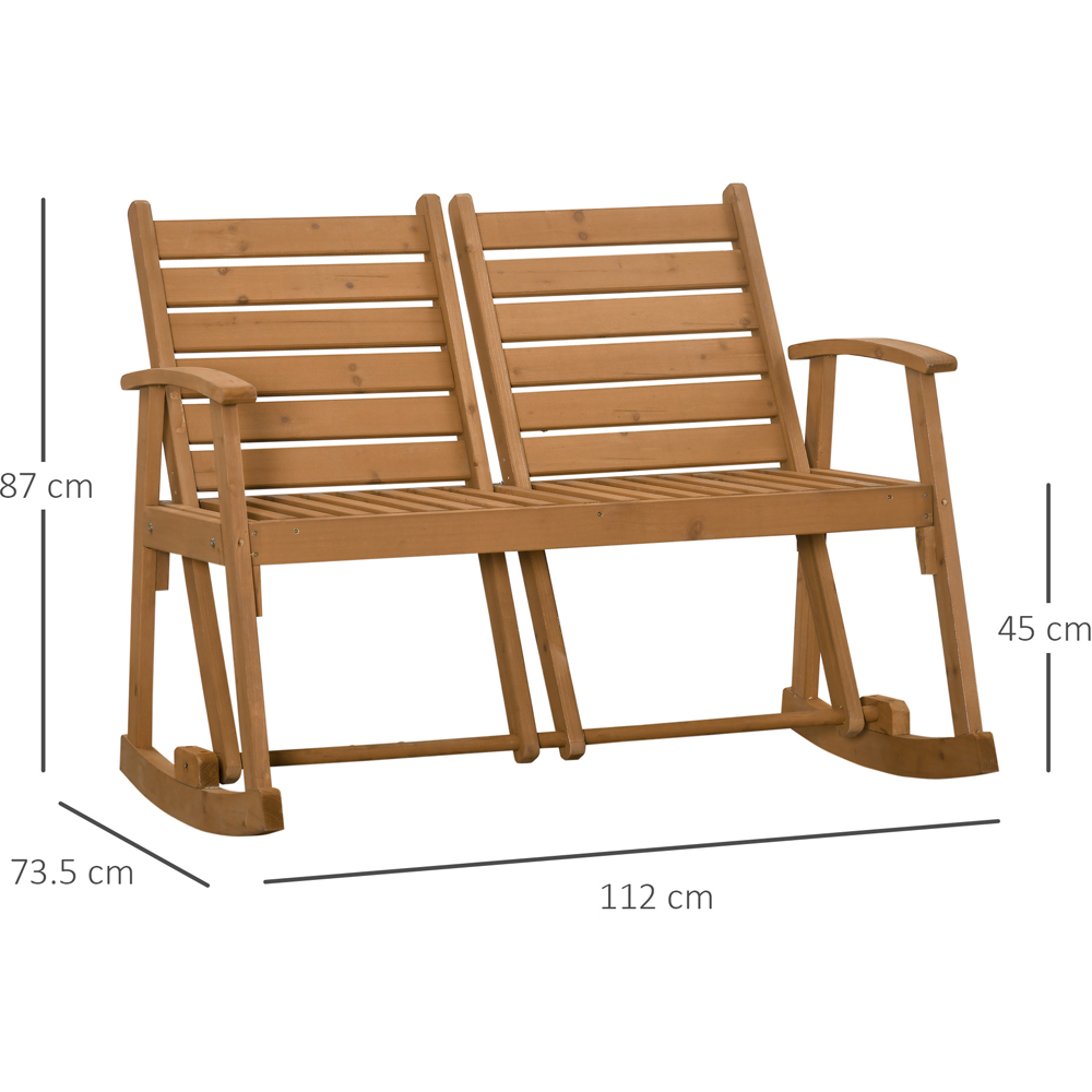 Outsunny 2 Seater Wooden Adjustable Backrest Rocking Bench Image 8