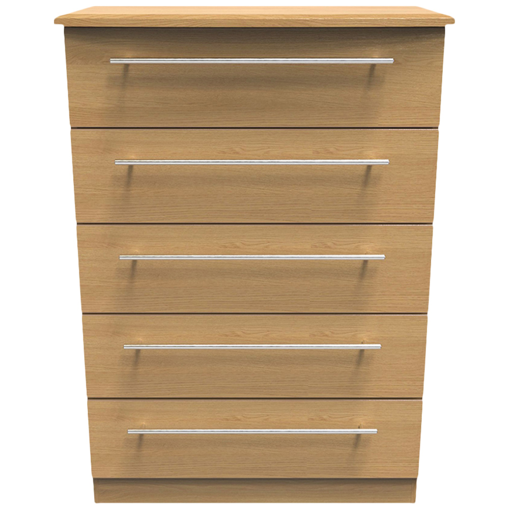 Crowndale Sherwood 5 Drawer Oak Chest of Drawers Image 2