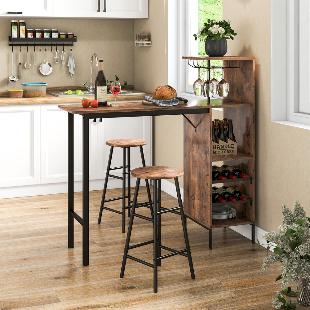 Costway 2 Seater Counter Height Dining Set Dark Brown Image 4