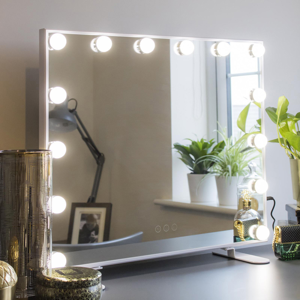 Jack Stonehouse White Ingrid Hollywood Vanity Mirror with 14 LED Bulbs Image 2