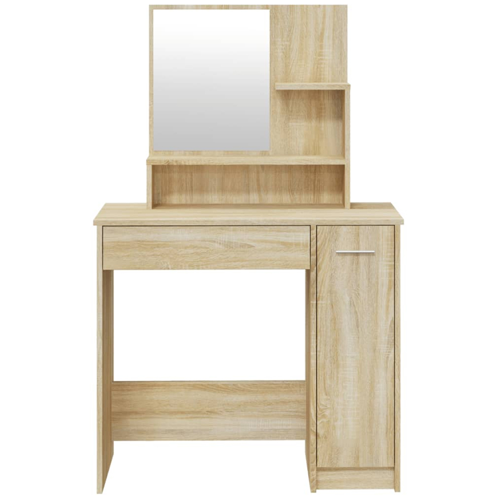 vidaXL Single Door Single Wide Drawer Sonoma Oak Dressing Table with Mirror Image 6