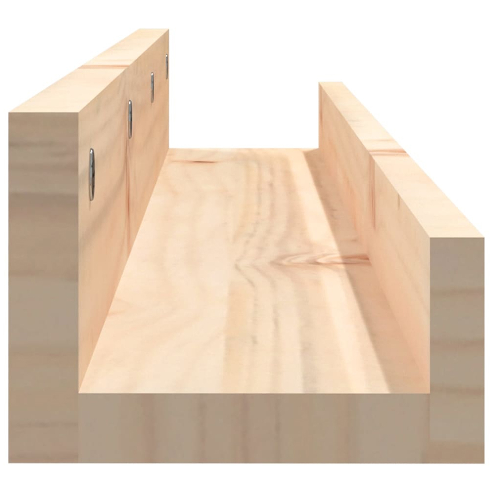 vidaXL 80cm Set of 2 Natural Solid Pine Wood Floating Wall Shelf Image 4