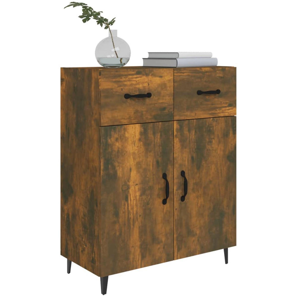 vidaXL 2 Door 2 Drawer Smoked Oak Sideboard Image 4