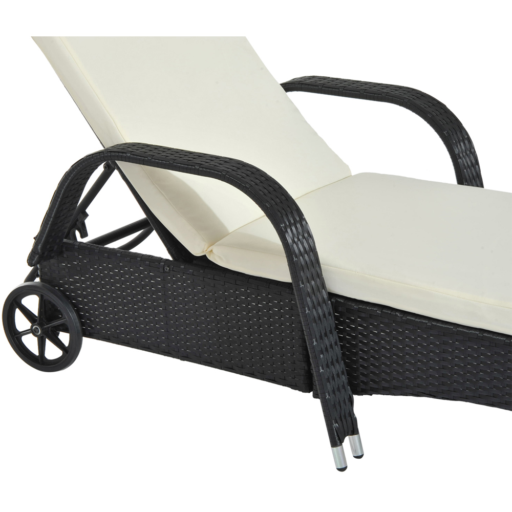 Outsunny Black Rattan Recliner Sun Lounger Image 3