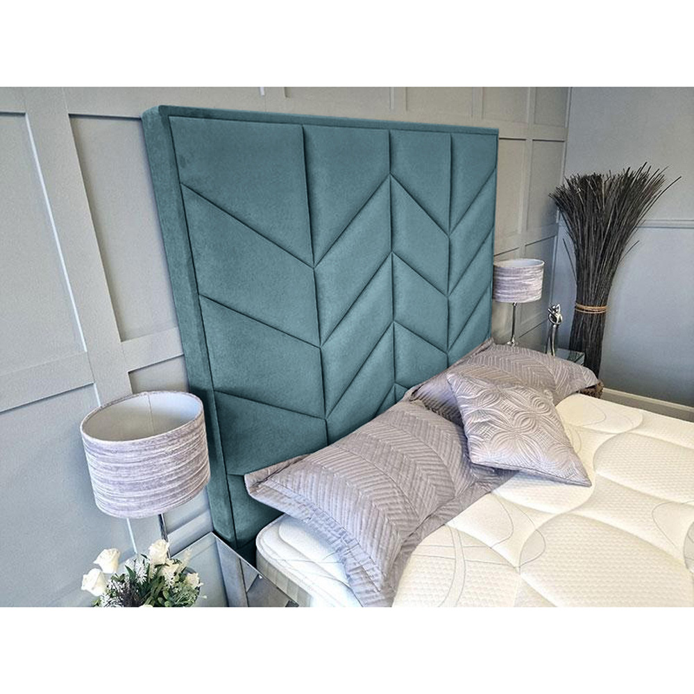 Eleganza Home Alino Super King Size Duck Egg Plush Velvet TV Bed Frame Image 2