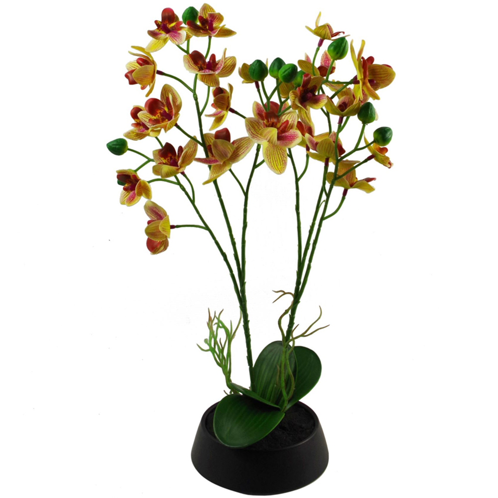 Leaf Pink and Yellow Artificial Orchid Plant in Ceramic Planter 43cm Image 1